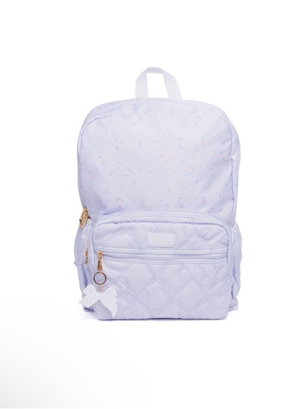 LoveShackFancy Lavender Quilted Kids Backpack with Bow Charm